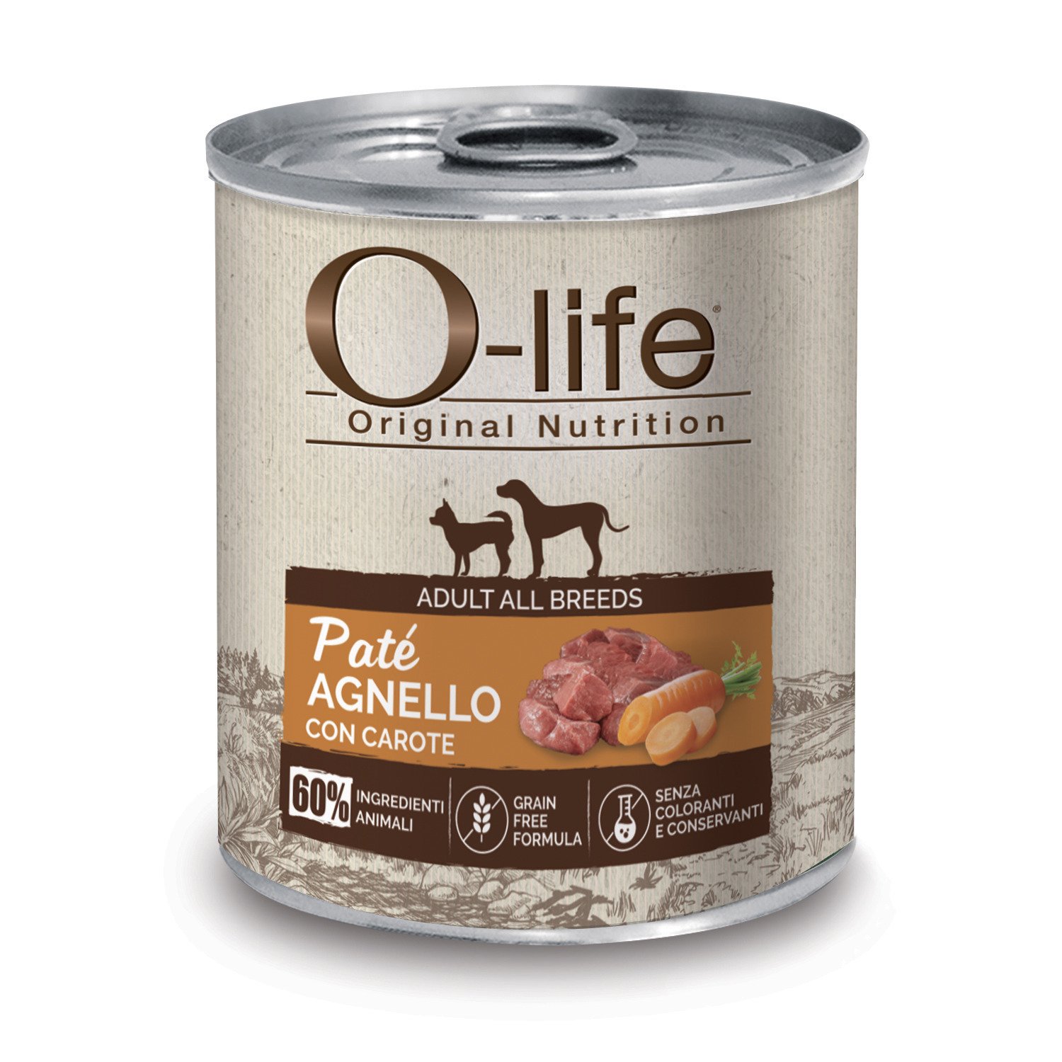 O-life Adult All Breeds Paté Agnello e Carote 400g