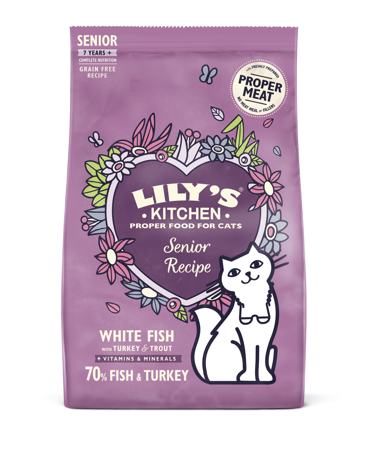 Lily's Kitchen Cat Senior White Fish &Turkey, Pesce bianco e Tacchino 800 gr