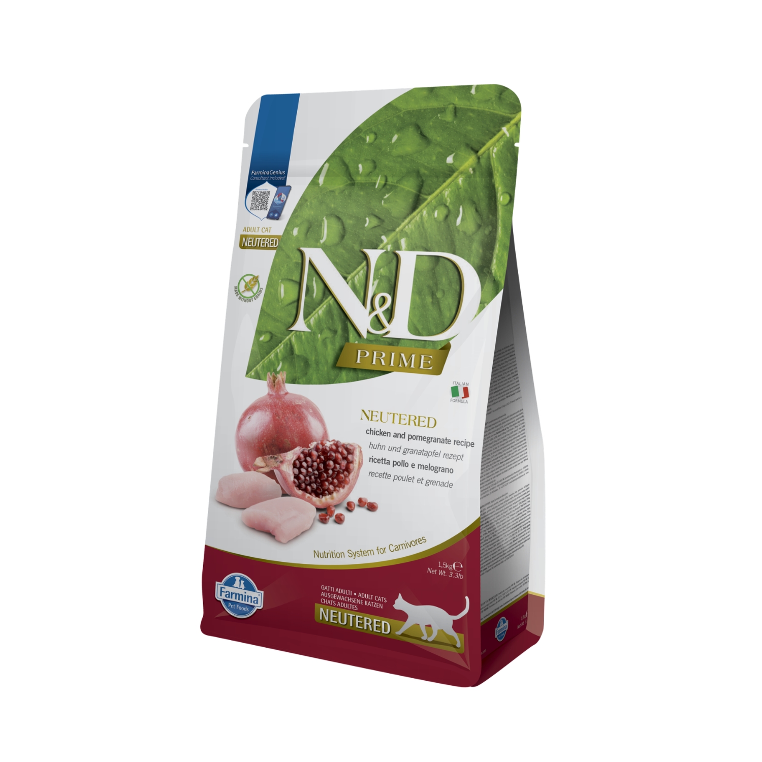 Farmina N&D Prime Grain Free Neutered Pollo e Melograno Crocchette gatto - 1,5 kg - Immagine 3