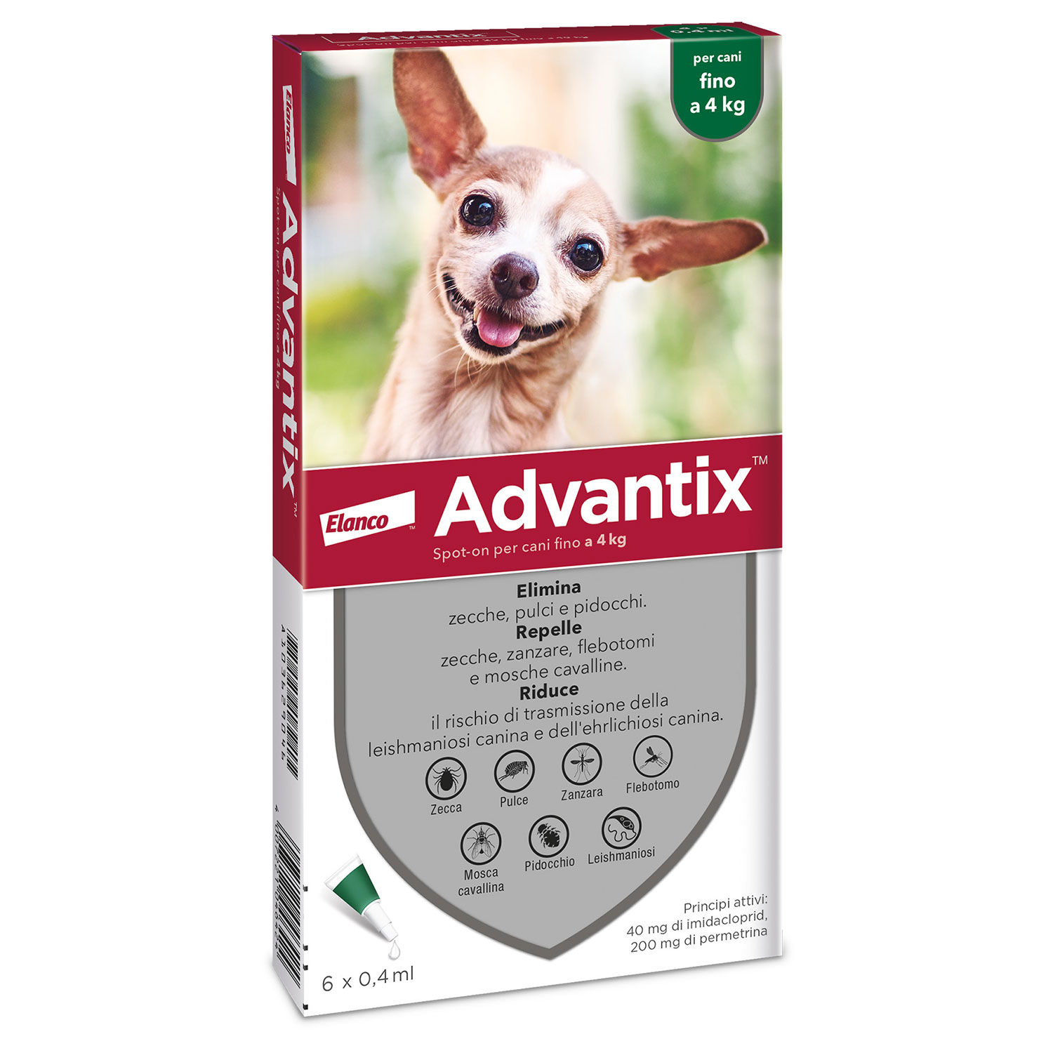 Advantix Spot On Antiparassitario Cane 0-4kg 6 pipette img 1