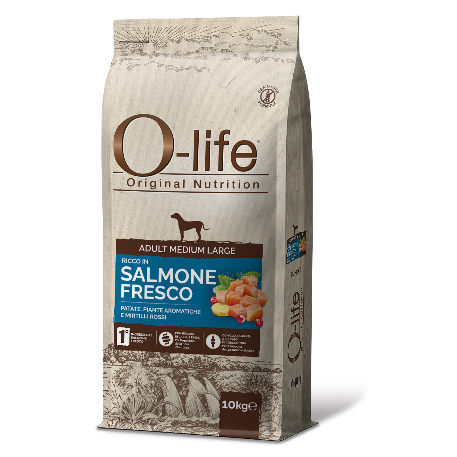 O-life Dog Adult Medium&Large Adult con Salmone fresco 10 kg