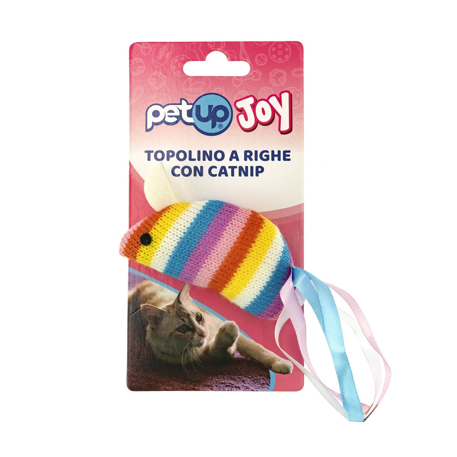 Petup Joy Gioco Topolino a Righe con Catnip 8 cm