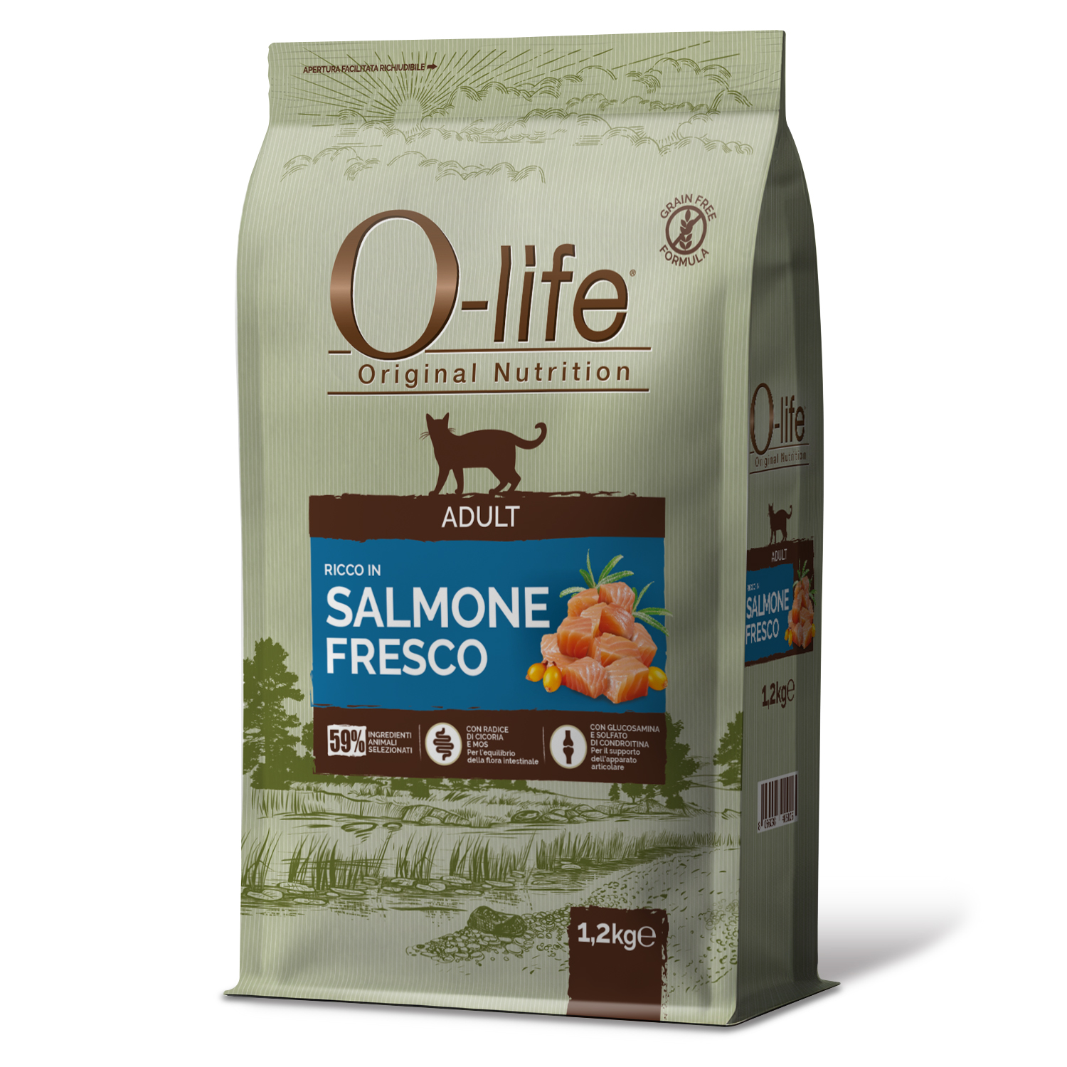 O-life Cat Adult con Salmone Fresco 1,2 Kg