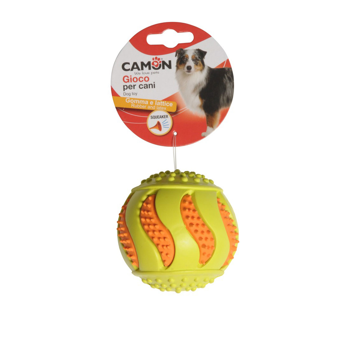 Camon gioco per cani Pallina in gomma in lattice e squeaker