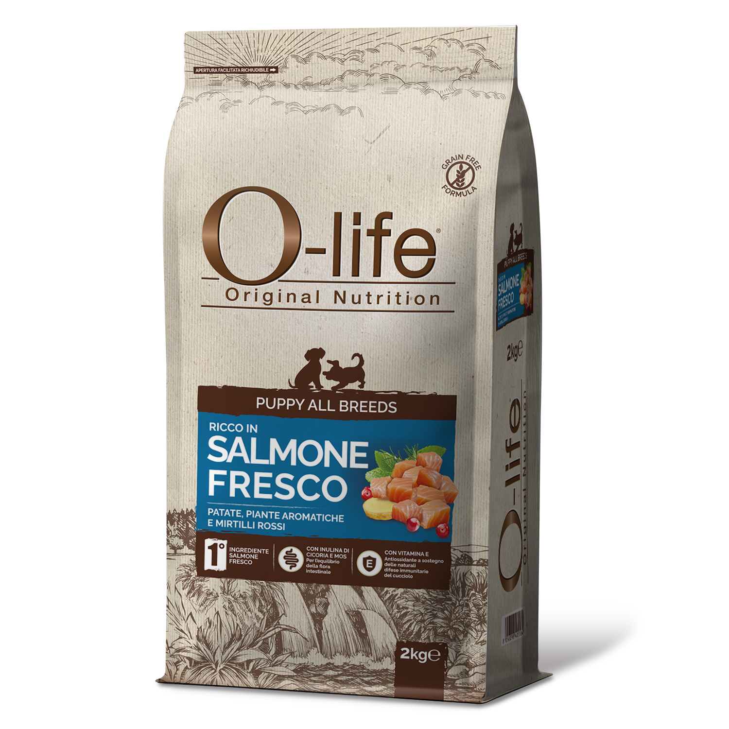 O-life Dog Puppy All Breeds con Salmone Fresco 2 kg