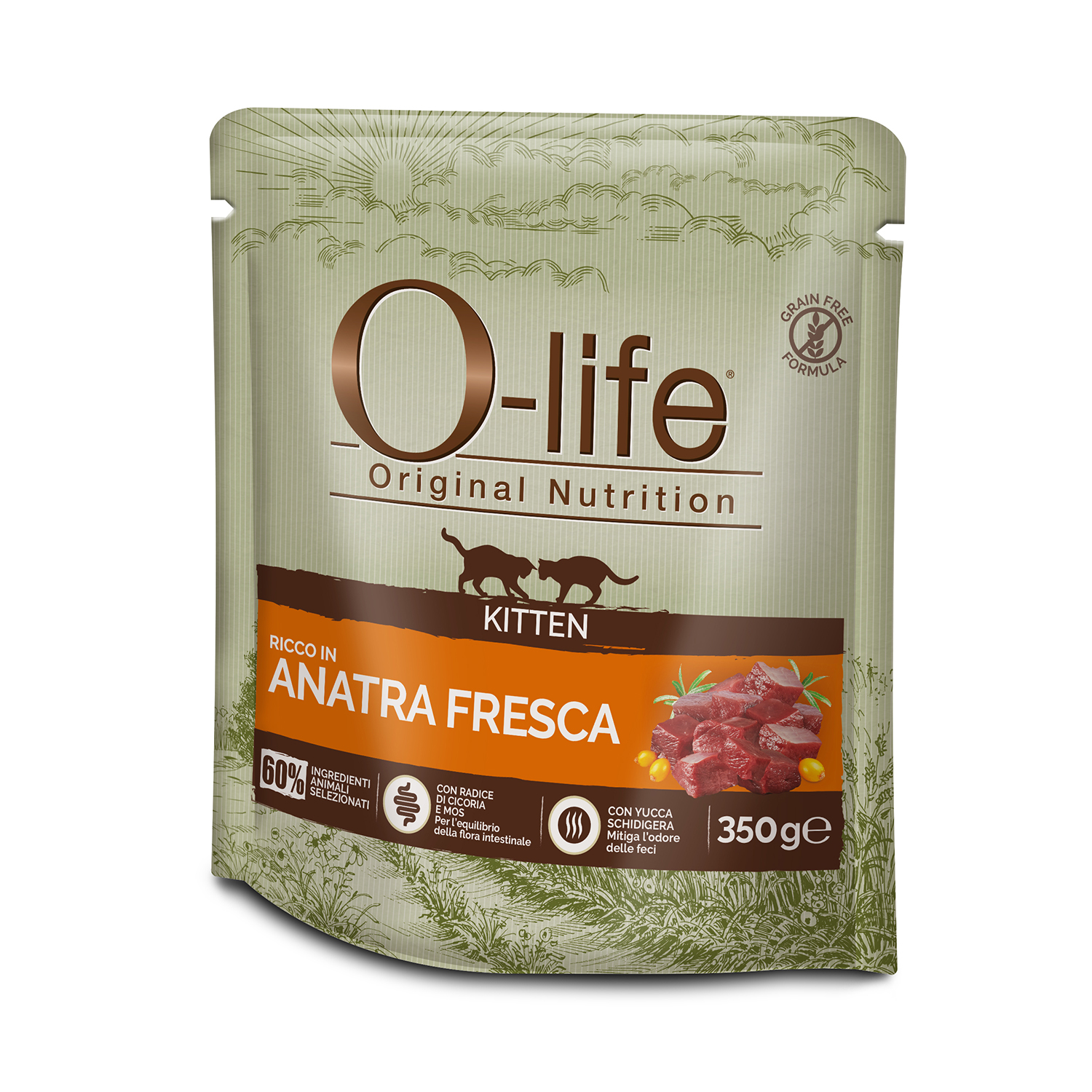 O-life Cat Kitten con Anatra 350 gr