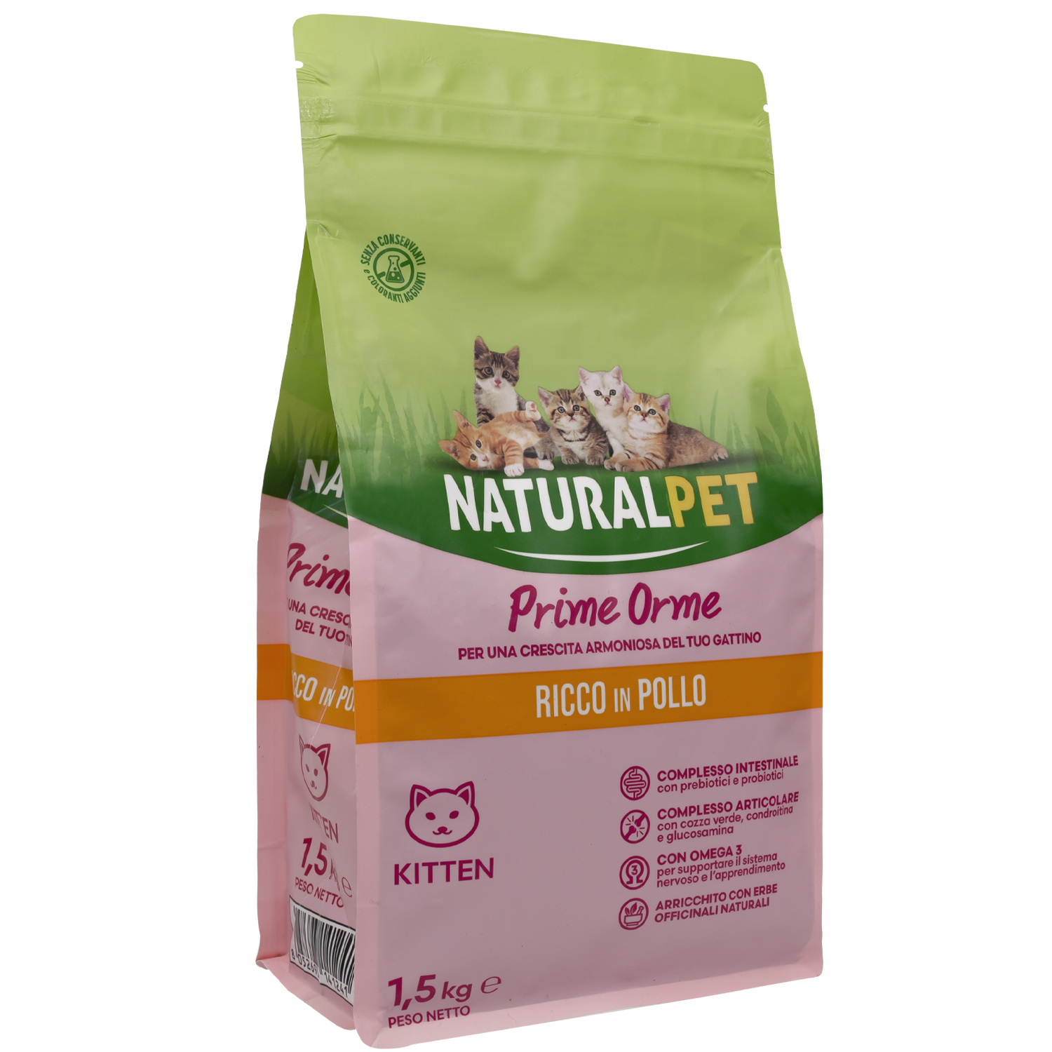 Naturalpet Prime Orme Kitten ricco in Pollo 1,5kg
