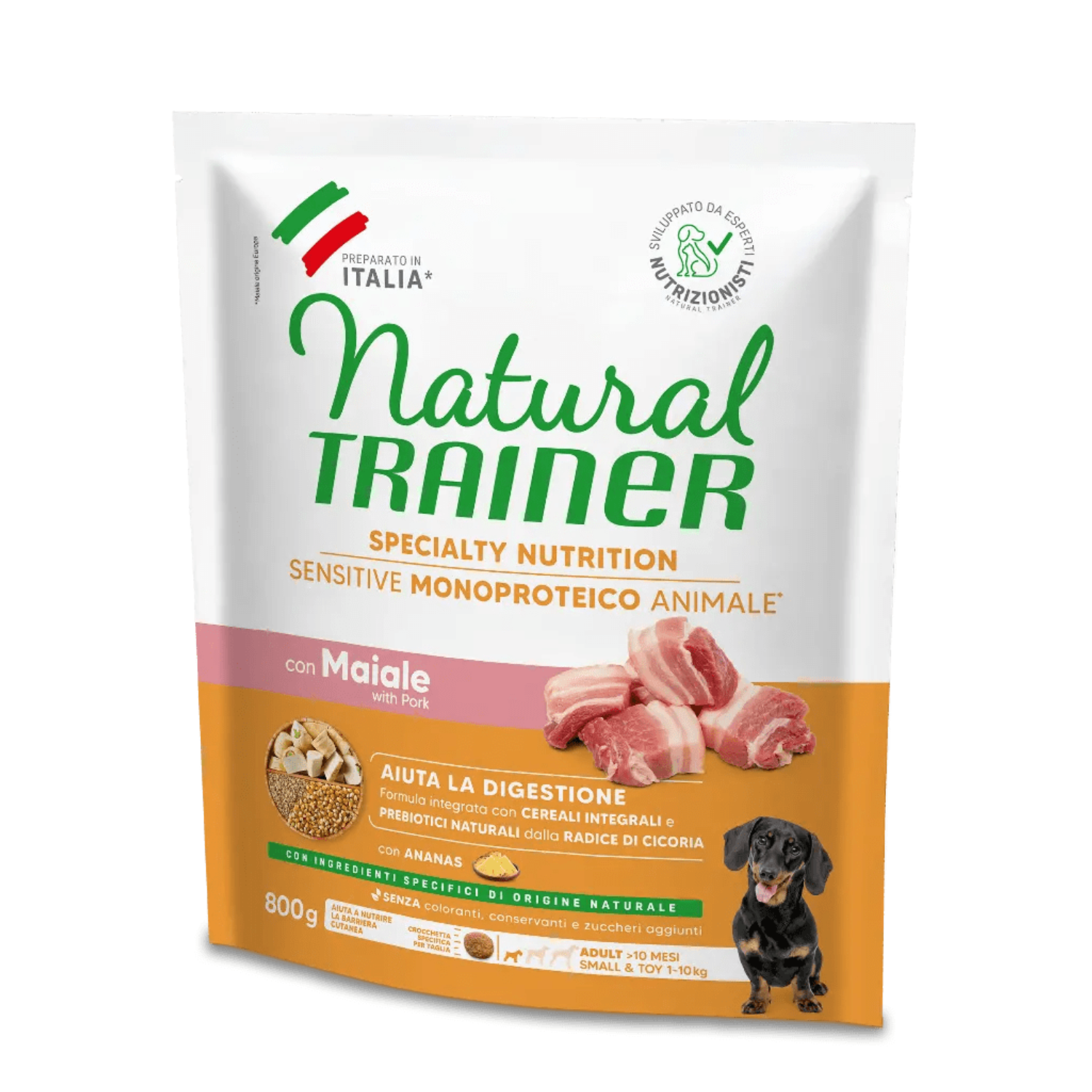 Natural Trainer Sensitive Dog Small&Toy Adult con Maiale 800gr