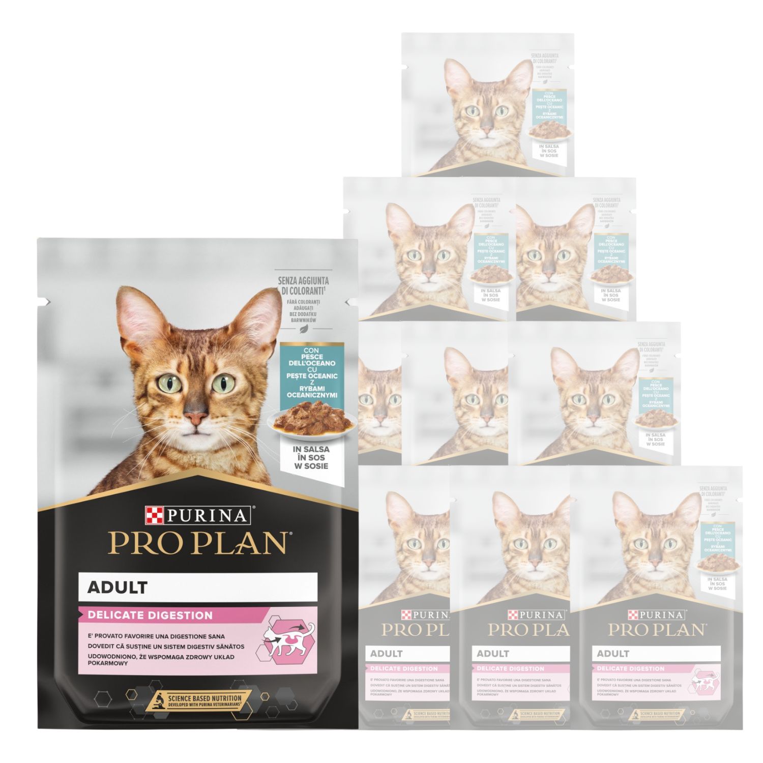 Purina Pro Plan Delicate Digestion Cat Adult Pezzetti con Pesce dell'Oceano in Salsa 85 gr img