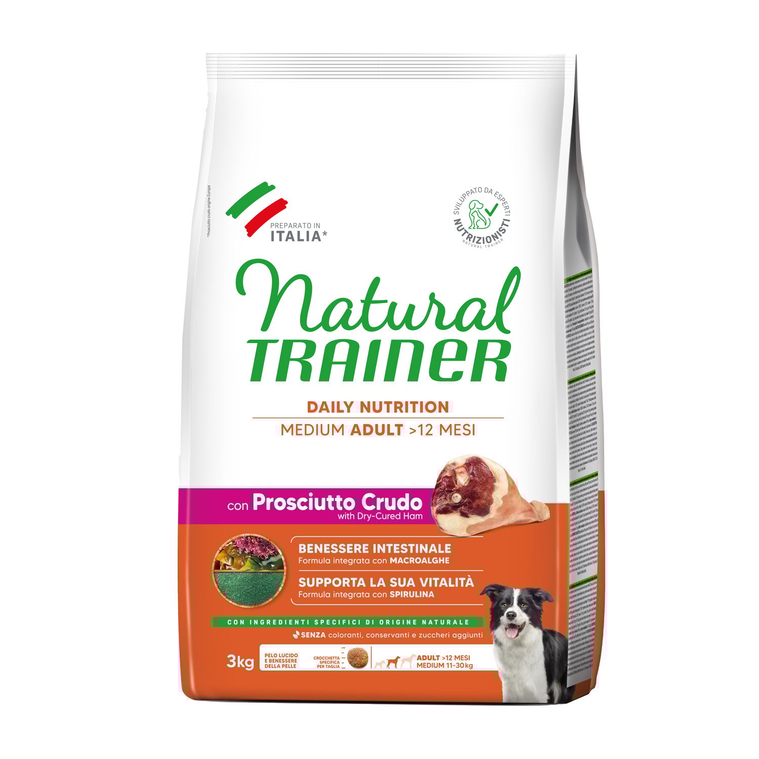 Natural Trainer Daily Nutrition Dog Adult Medium con Prosciutto Crudo 3 kg