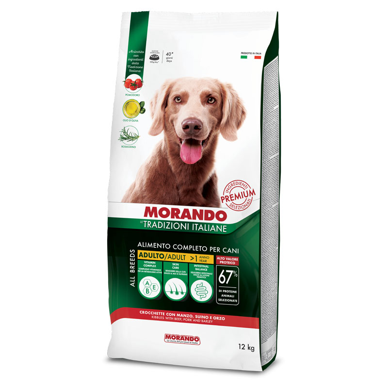 Morando Tradizioni Italiane Dog Adult Crocchette con Manzo, Suino e Orzo 12kg