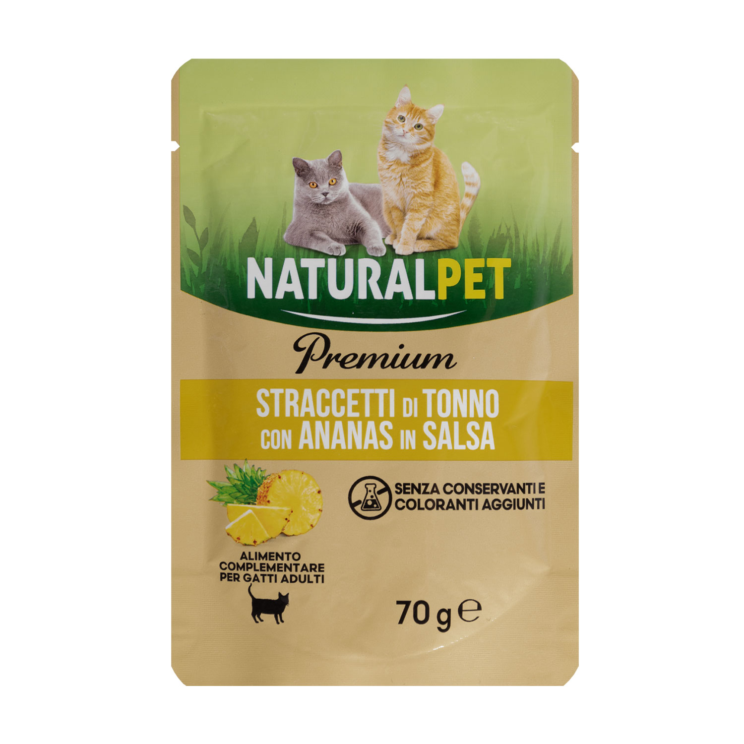 Naturalpet Premium Cat Adult Straccetti di Tonno con Ananas in Salsa 70g