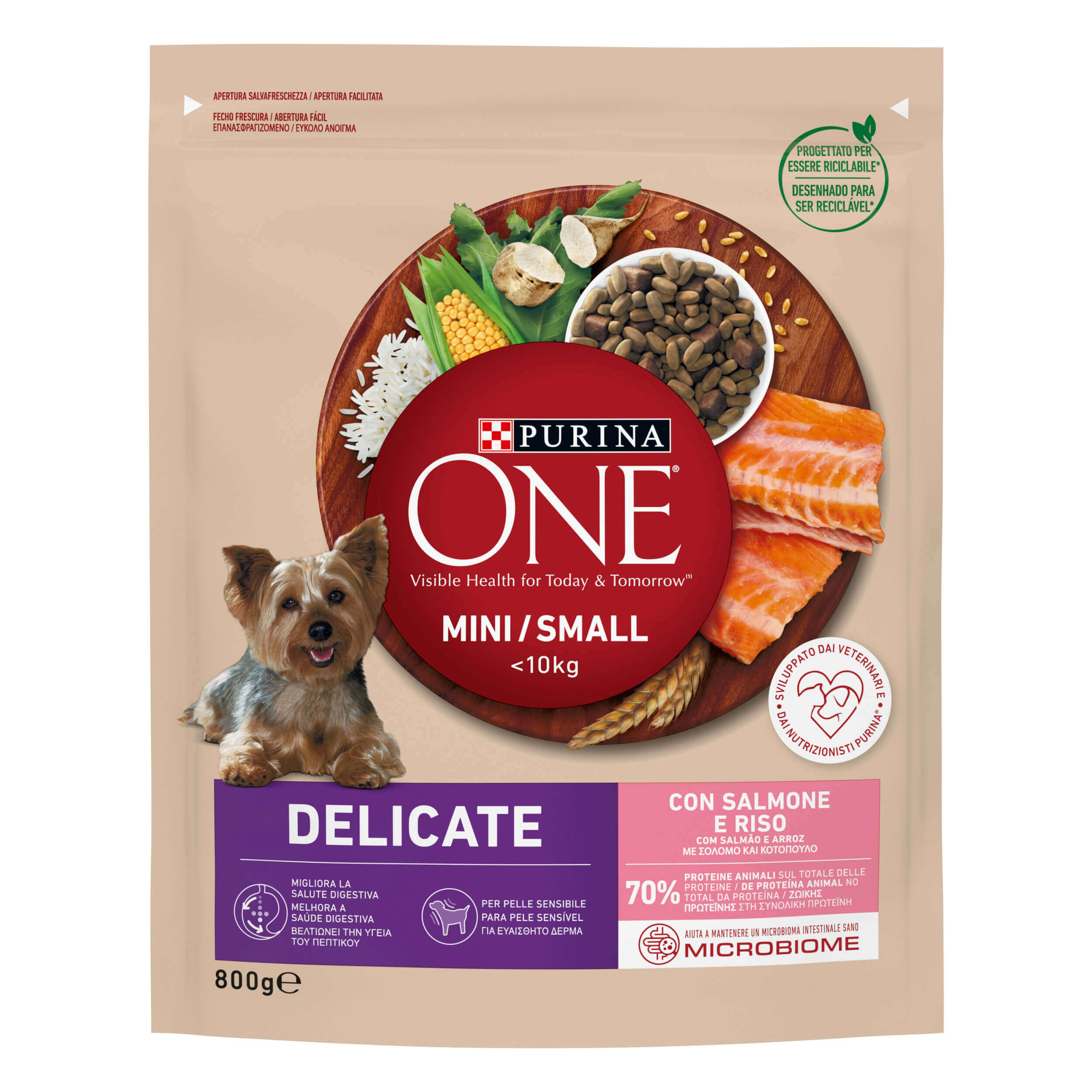 Purina One Dog Mini Delicate ricco in Salmone con riso 800gr