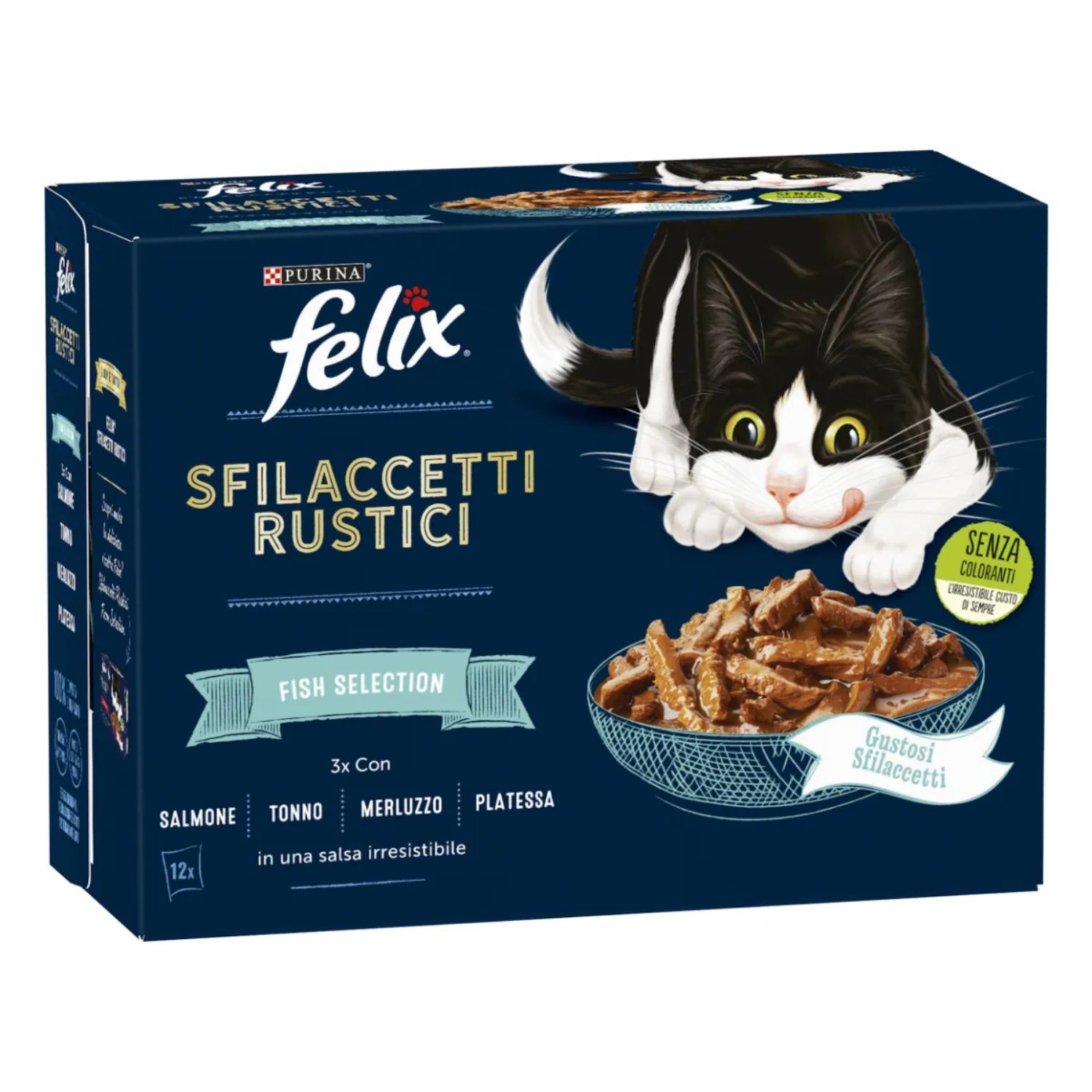 Felix Sfilaccetti Rustici Fish Selection Salmone, Tonno, Merluzzo e Platessa 12 x 80 gr img