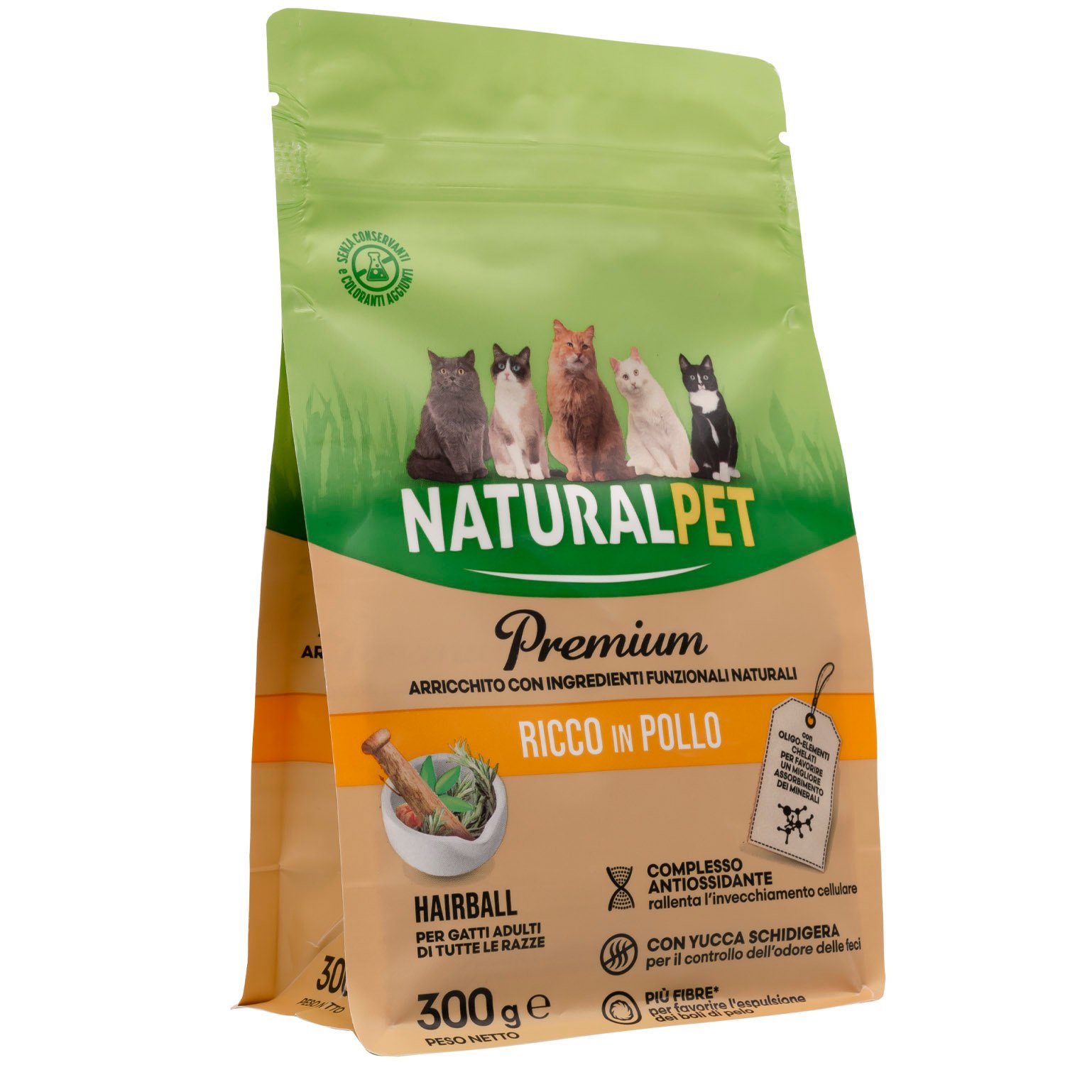Naturalpet Premium Cat Adult Hairball ricco in Pollo 300 gr