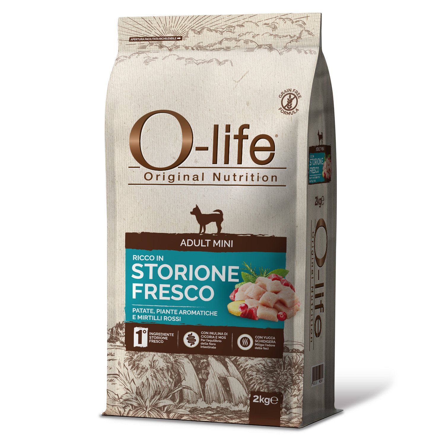 O-life Dog Adult Mini con Storione Fresco 2 kg