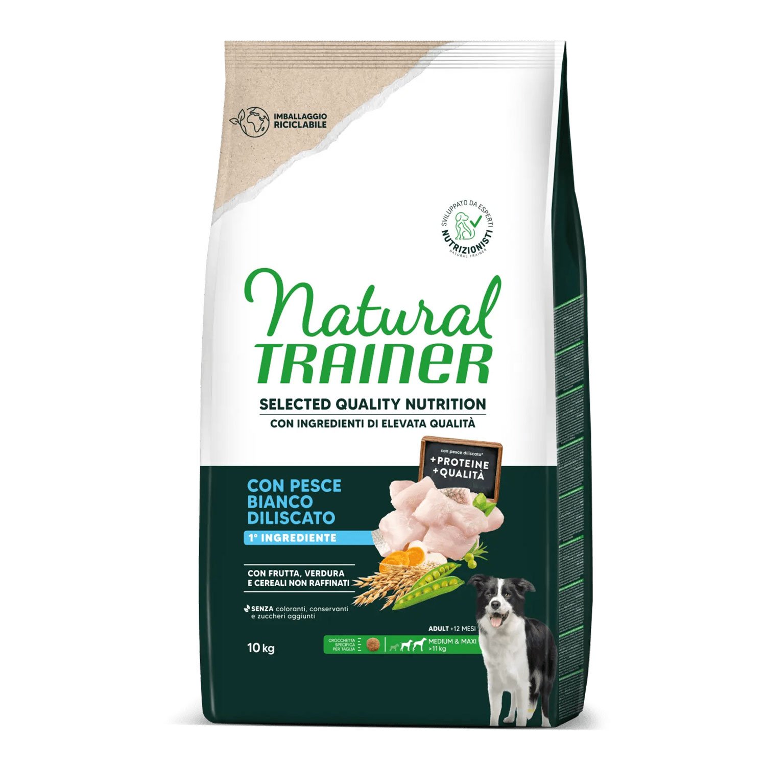 Natural Trainer Selected Quality Nutrition Dog Adult Medium&Maxi con Pesce bianco 10kg