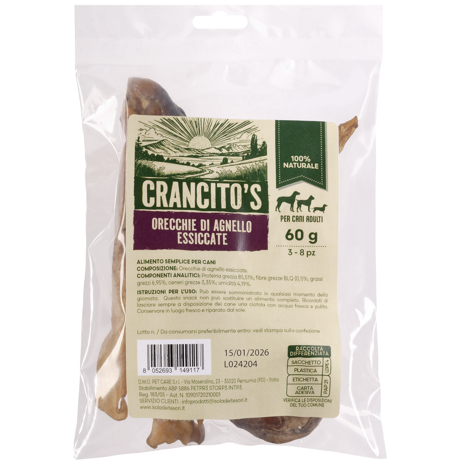 Cancito's Dog Adult Orecchie di agnello essiccate 60gr