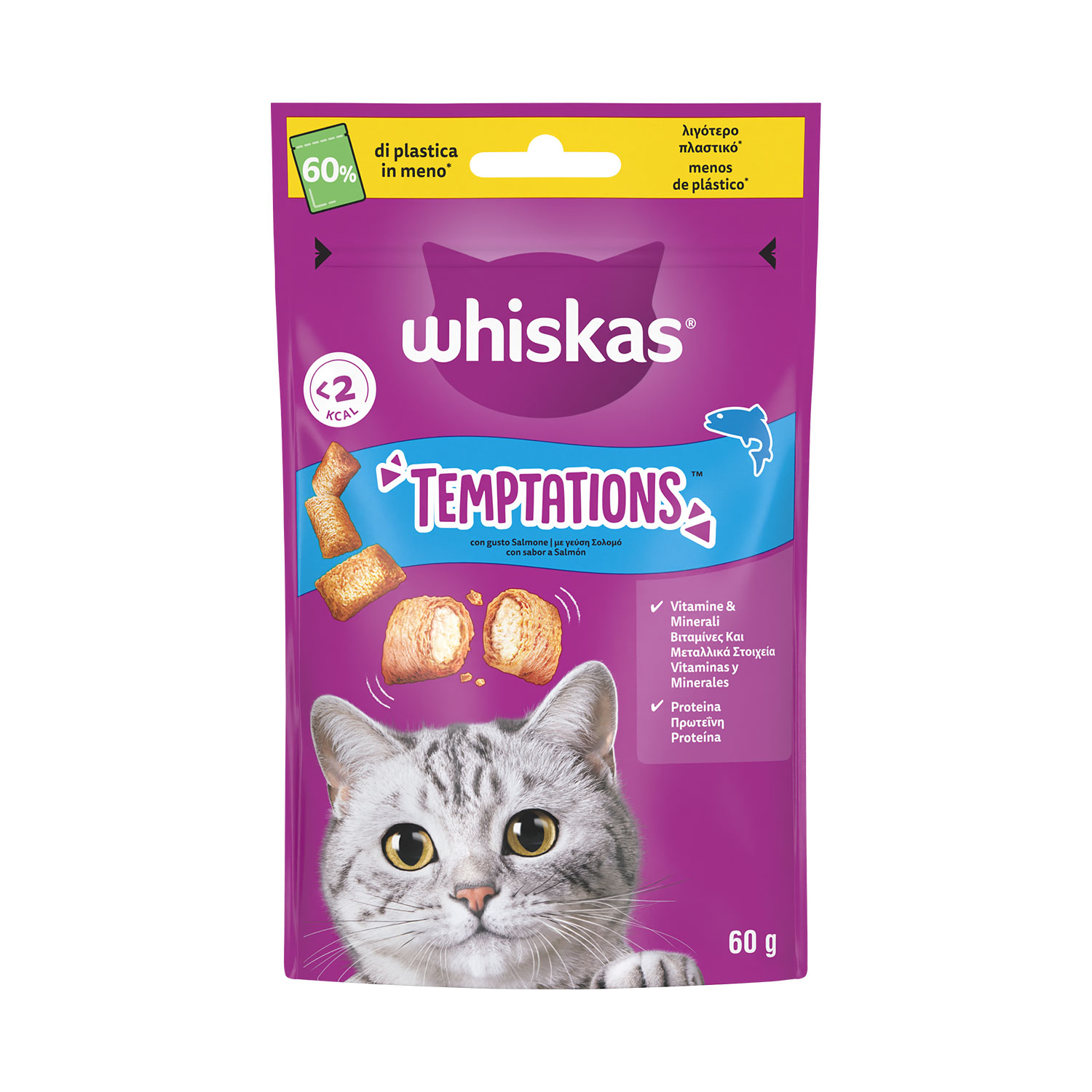 Whiskas Temptations Cat Snack Salmone 60gr