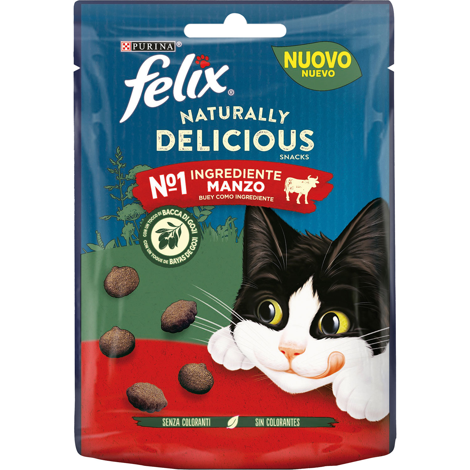 Felix Naturally Delicious Cat Snack con Manzo e Bacche di Goji 50 gr