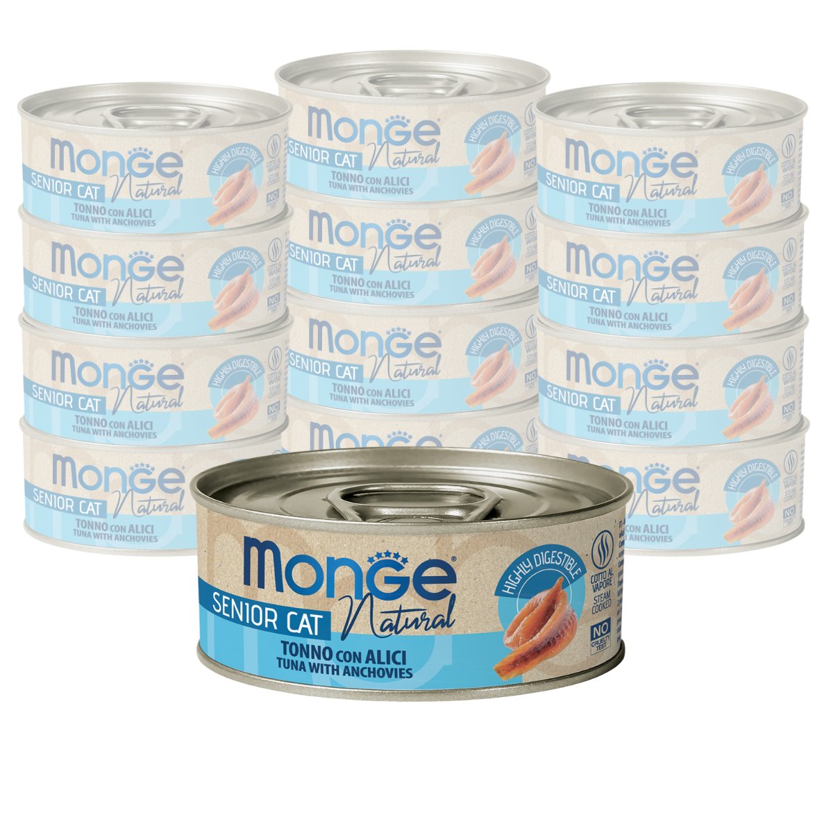 Monge Natural Cat Senior Filetti di Tonno con Alici 80 gr