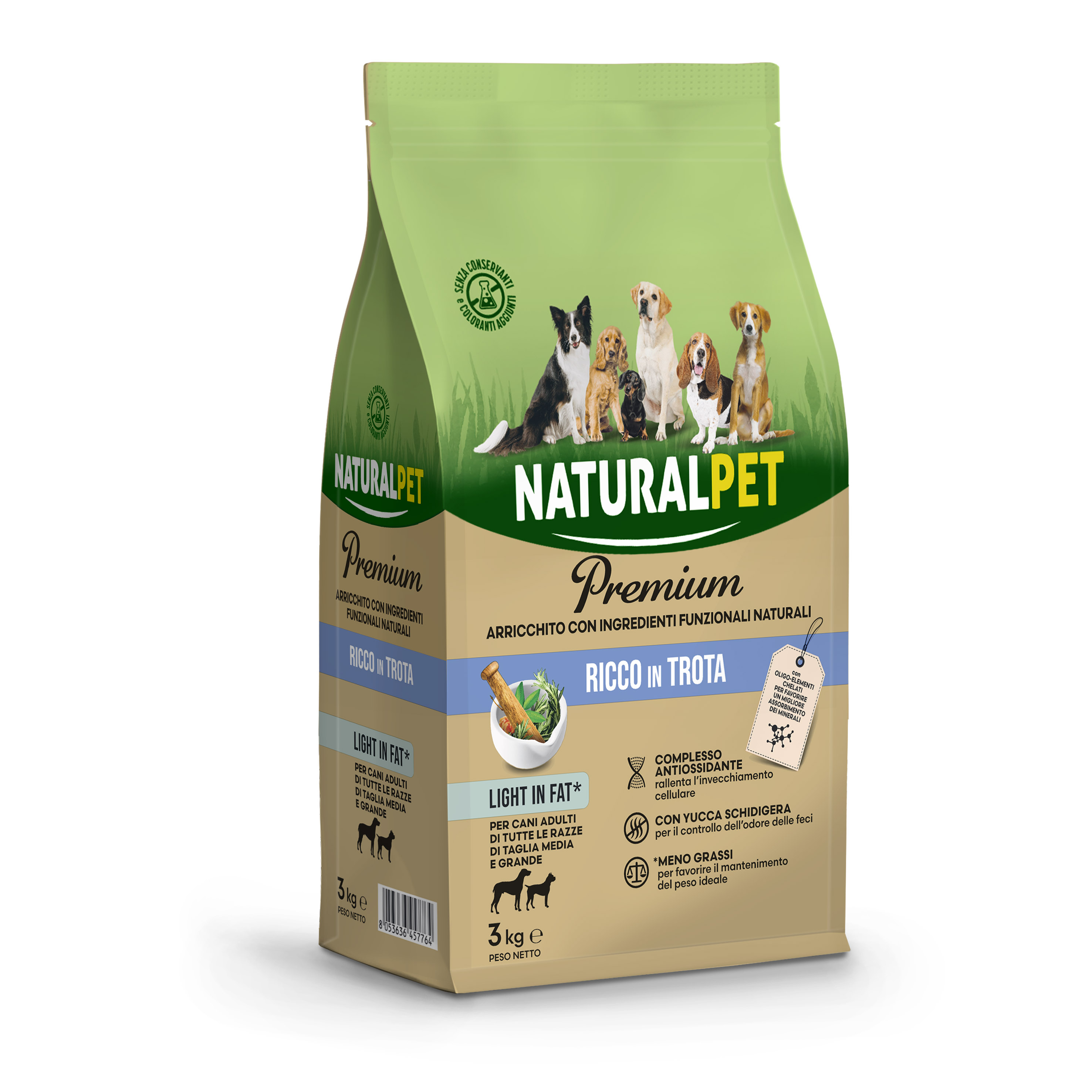 Naturalpet Premium Dog Medium/Large alla Trota Light In Fat 3 kg img