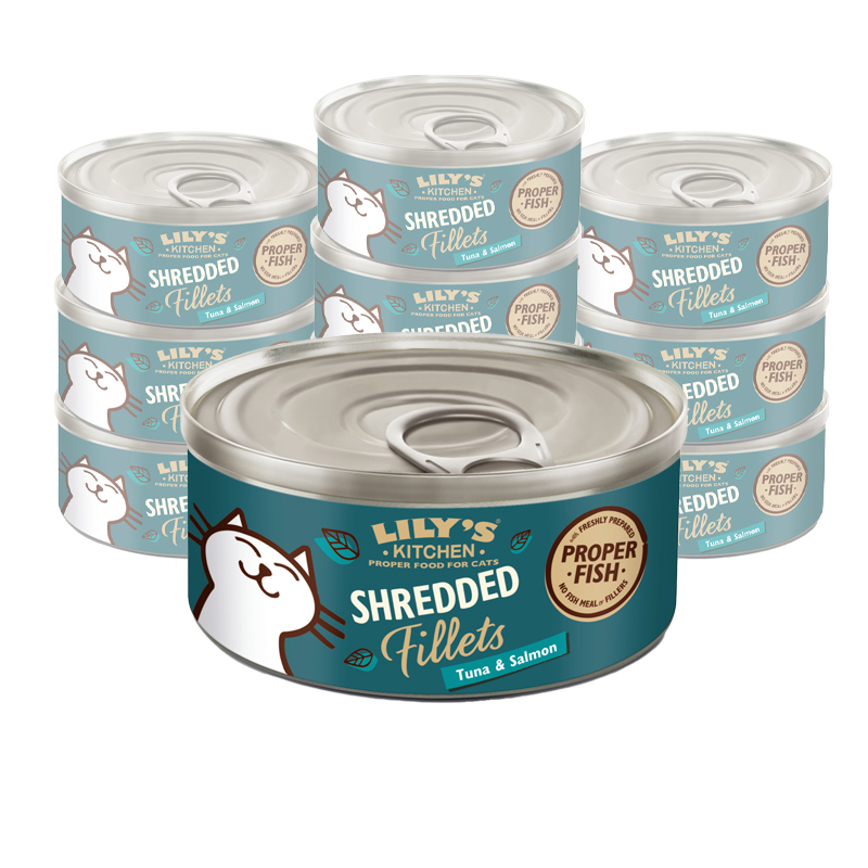 Lily's Kitchen Cat Adult Shredded Fillets Tuna & Salmon in Broth, Sfilaccetti di Tonno con Salmone 70 gr