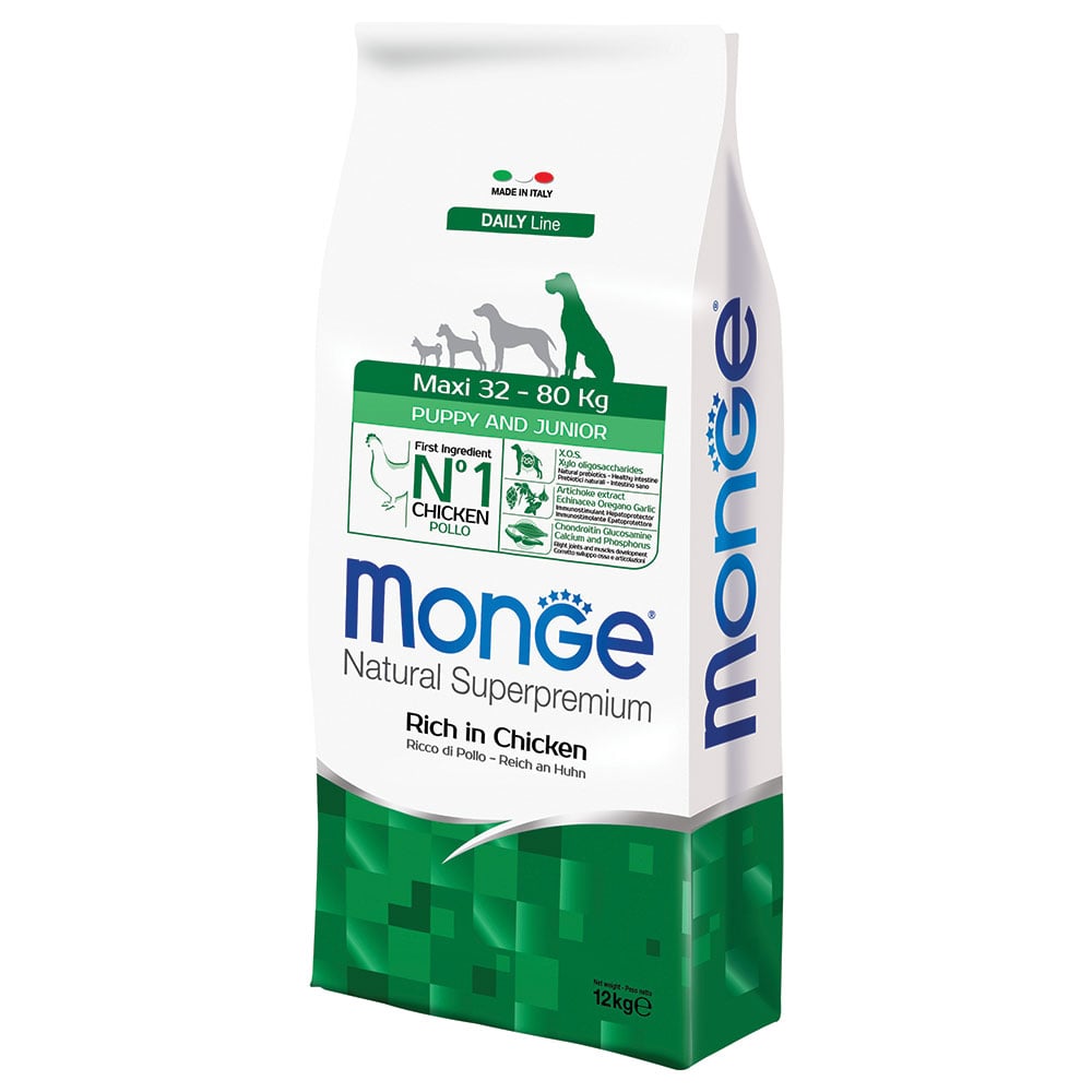 Monge Natural Superpremium Maxi Puppy and Junior Ricco in Pollo 12 kg