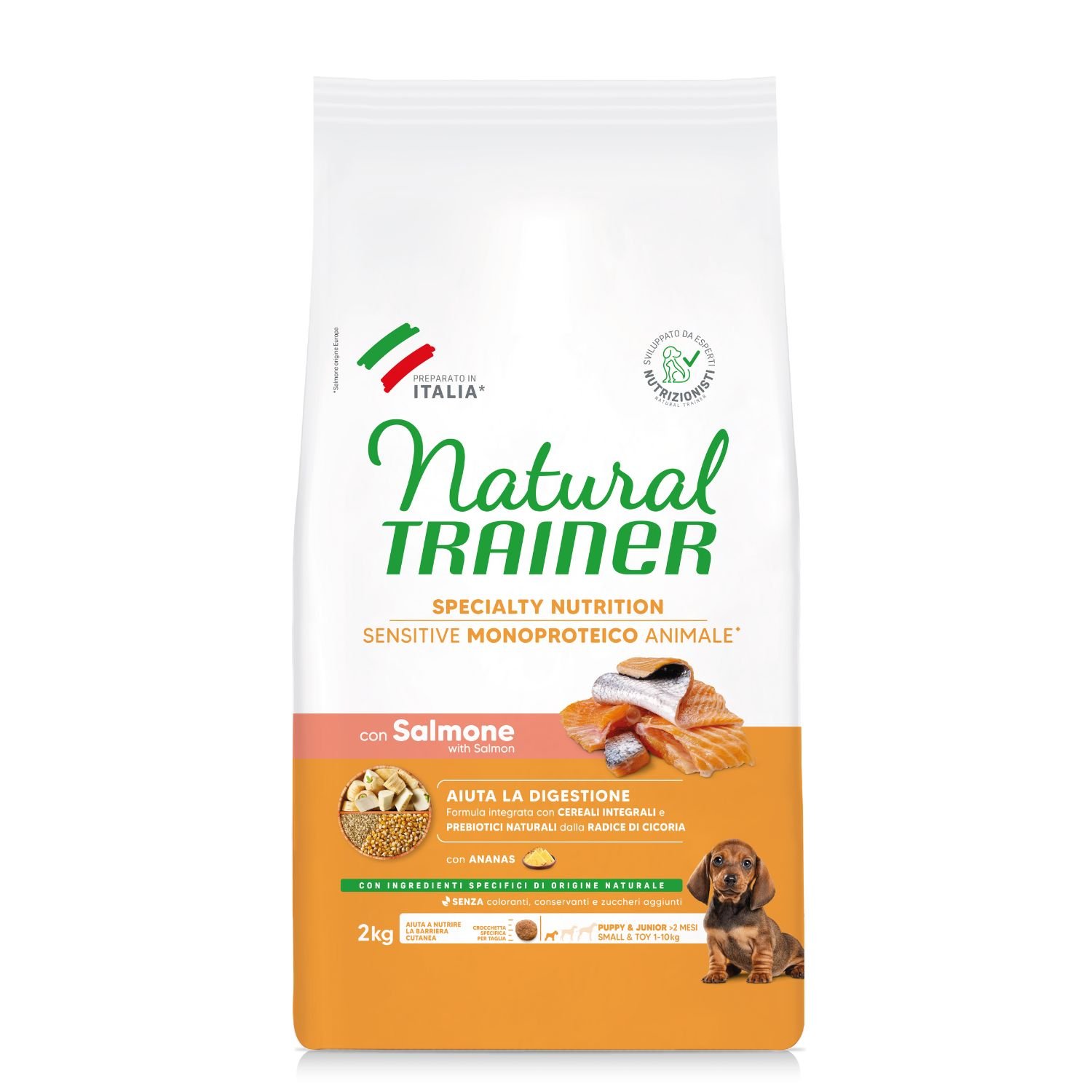 Natural Trainer Sensitive Dog No Gluten Small & Toy Puppy & Junior con Salmone 2 kg.